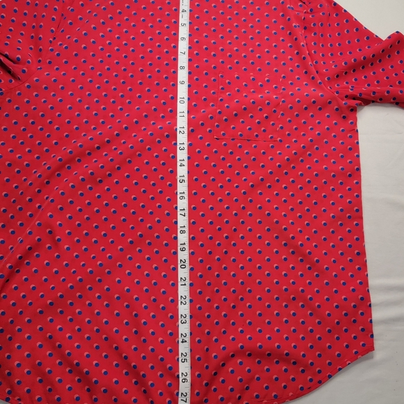 Gap Blouse Red Blue Polka Dot Lightweight Flowy Polyester Long Sleeve Boatneck L - Picture 11 of 13